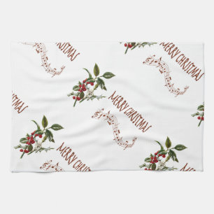 Holly Christmas Tea Towel