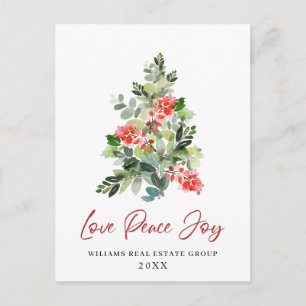 Holly Christmas Tree Corporate Greeting Holiday Postcard