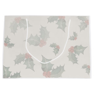 Holly Christmas Vintage Birthday Large Gift Bag