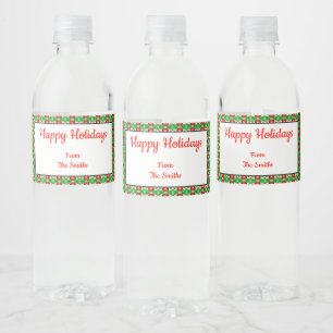 Holly Christmas Water Bottle Label
