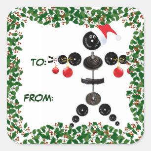 Holly Christmas Weightlifter Gift Tag