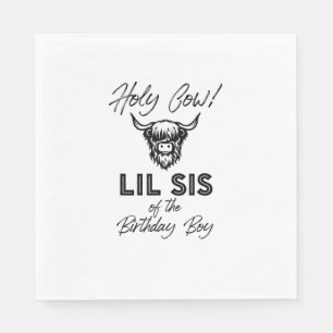 Holly Cow Lil Sis Of The Birthday Boy Highland Cow Napkin