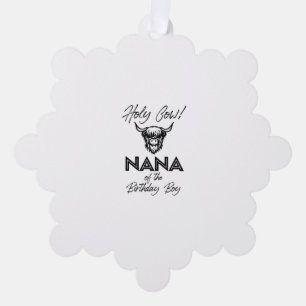 Holly Cow Nana Of The Birthday Boy Highland Cow 1s Tree Decoration Card