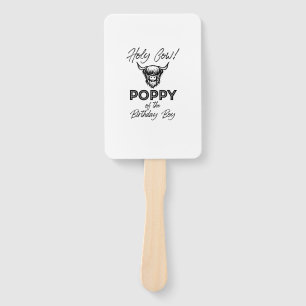 Holly Cow Poppy Of The Birthday Boy Highland Cow 1 Hand Fan