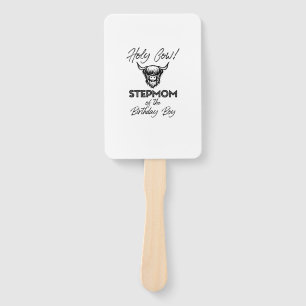 Holly Cow Stepmom Of The Birthday Boy Highland Cow Hand Fan