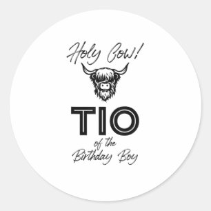Holly Cow Tio Of The Birthday Boy Highland Cow 1st Classic Round Sticker