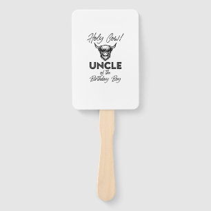 Holly Cow Uncle Of The Birthday Boy Highland Cow 1 Hand Fan