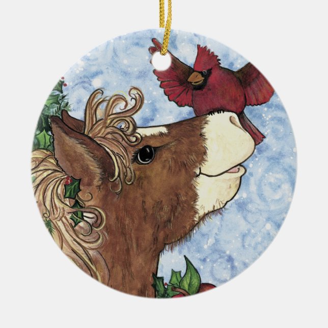 Holly-day Pony Christmas Ornament (Front)