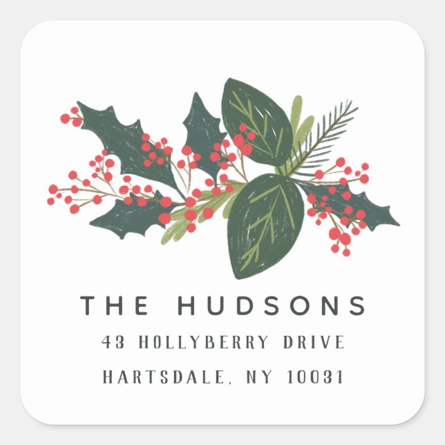Holly Days | Holiday Return Address Label (Front)