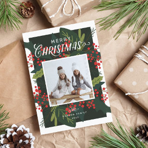 Holly Days Merry Christmas Photo Holiday Card