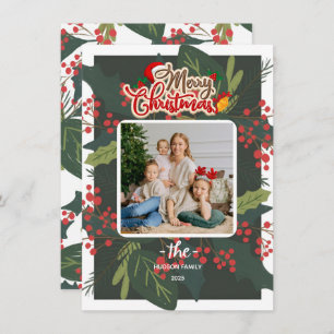 Holly Days   Merry Christmas Photo Holiday Card