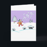 Holly Deer in full song Xmas card<br><div class="desc">Holly Deer sings in a snowy landscape. Her breath makes musical notes in the cold crisp air.</div>
