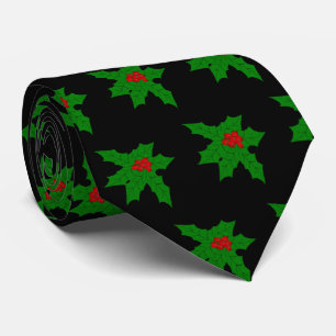 Holly Design Christmas Tie