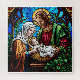 Holly family crystal stained glass image jigsaw puzzle