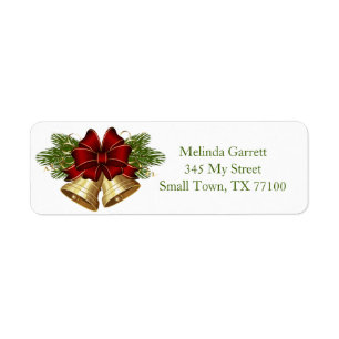 Holly Floral Gold Bells Christmas Custom Address