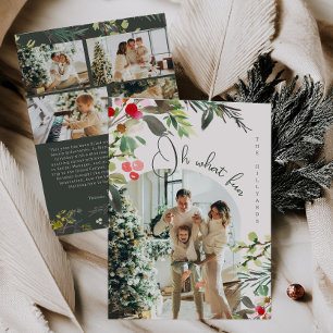 Holly Floral Oh What Fun Photo Christmas Card