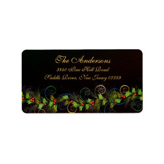 Holly Flourish Christmas Address Label