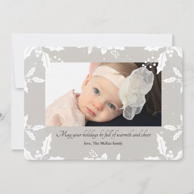 Holly Frame Holiday Photo Card (Front)