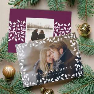 Holly Frame   Photo Holiday Card