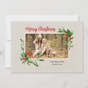 Holly Frame Photo Holiday Card