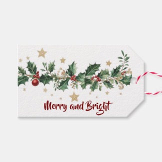 Holly Garland Merry & Bright Gift Tags