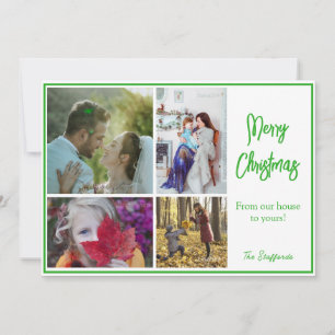 Holly Green Merry Christmas Photo Christmas Card