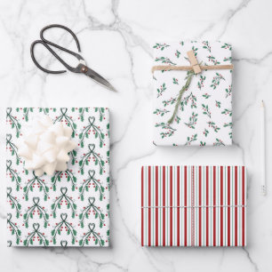 Holly Greenery Patterns Christmas Gifts Wrapping Paper Sheet