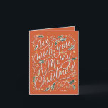 Holly Hand Lettered We Wish You A Merry Christmas Holiday Card<br><div class="desc">Customise with a year (or remove in editor) adjust background colour. Original lettering piece by Becky Nimoy.  Photo template on the inside,  also remove in editor if desired</div>