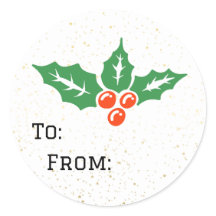 Holly Holiday Christmas Gift Tag Sticker