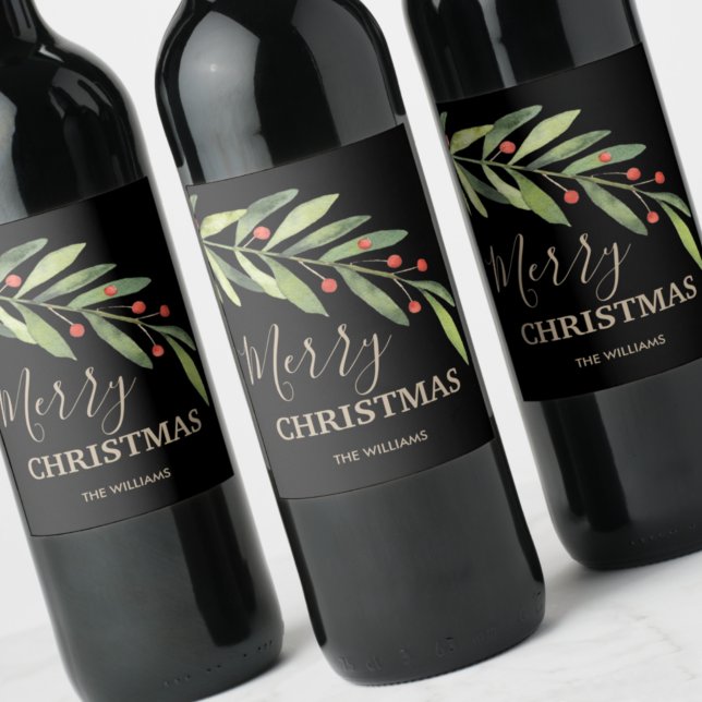 Holly Holiday Christmas Wine Label (Creator Uploaded)