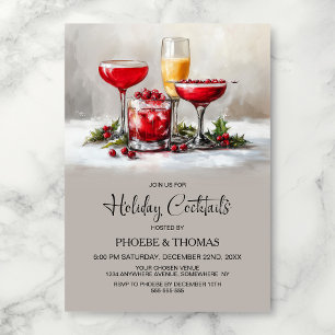 Holly Holiday Cocktail Party Invitation
