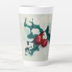 Holly in Snow Latte Mug