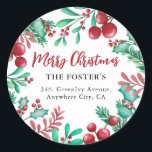 Holly & Ivy Christmas Wreath Return Address Label<br><div class="desc">Take the strain off sending out Christmas Holiday Cards this year with these modern watercolor Holly and Ivy Christmas Wreath Return Address Stickers. All text is easy to customise.</div>