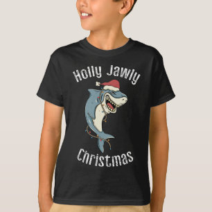 Holly Jawly Christmas Funny Santa Shark Xmas Shark T-Shirt