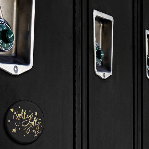 Holly Jolly AF Black Modern Gold Party Favour Magnet