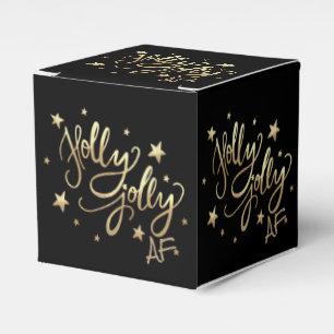 Holly Jolly AF Shiny Gold Faux Foil Script Favour Box