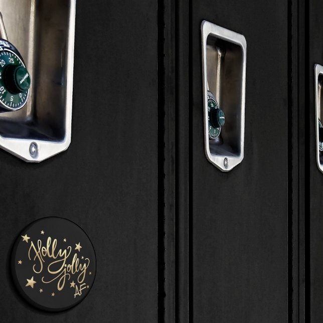 Holly Jolly AF | Shiny Gold Faux Foil Script Magnet (Creator Uploaded)