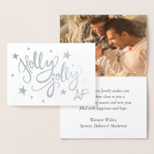 Holly Jolly AF   Shiny Silver Faux Foil Photo Card
