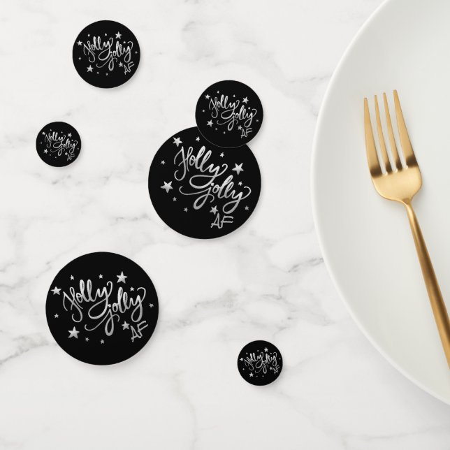 Holly Jolly AF | Shiny Silver Faux Foil Script Confetti (Group)