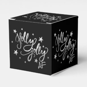 Holly Jolly AF   Shiny Silver Faux Foil Script Favour Box