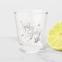 Holly Jolly AF | Shiny Silver Faux Foil Script