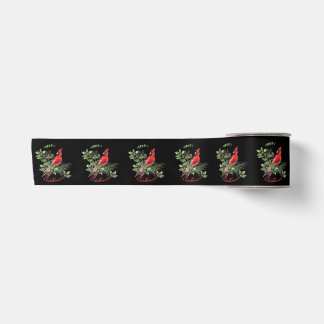 Holly Jolly Cardinal Greetings! Satin Ribbon