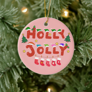 Holly Jolly Ceramic Tree Decoration