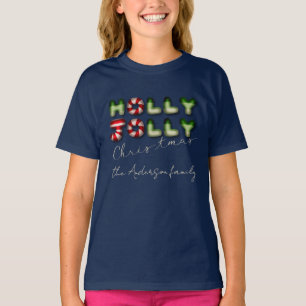 Holly Jolly Christmas 3D effect kids family T-Shirt