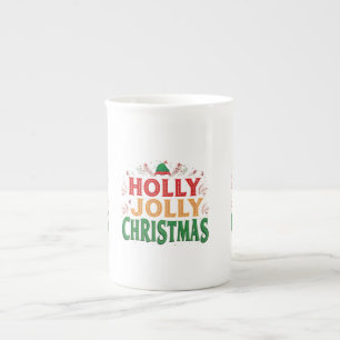 Holly Jolly Christmas Bone China Mug