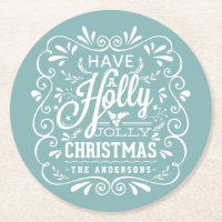 Holly Jolly Christmas Chalk Art Holiday Party Blue