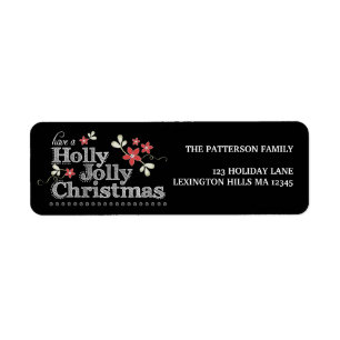 Holly Jolly Christmas Chalkboard Address Label