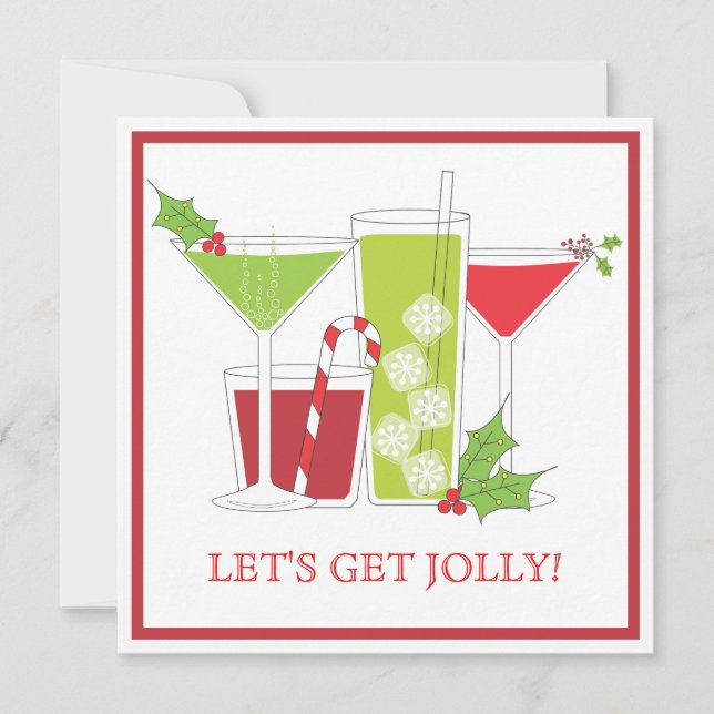 Holly Jolly Christmas Cocktail Party Invitation (Front)