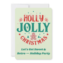 Holly Jolly Christmas Cute Gingerbread Man Retro