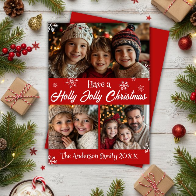Holly Jolly Christmas Family Photo Classic Holiday Card (Holly Jolly Christmas Family Photo Classic Holiday Card)